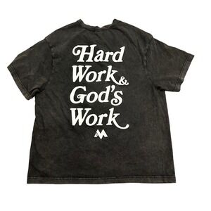 Mentality "Hard Work & God's Work" Vintage Wash Tee Shirt - XL - NWOT